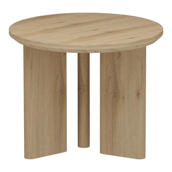 Tavolino da salotto rotondo di colore naturale con piano effetto rovere ø 50 cm Chatham – Støraa-image-4