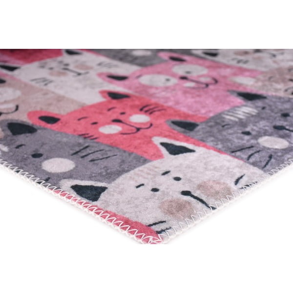 Tappeto rosa e grigio per bambini 120x180 cm Silly Cats - Vitaus-image-3