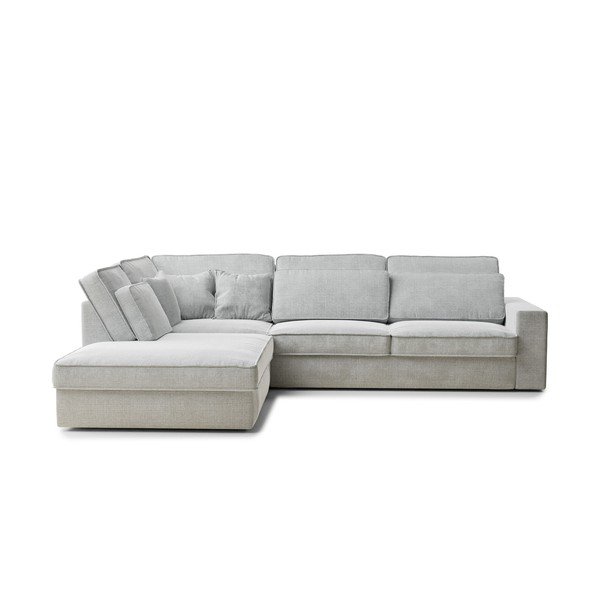 Divano angolare grigio chiaro (con penisola a sinistra/a L) con rivestimento in ciniglia Kirou – Maison de Rêve