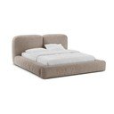 Letto matrimoniale imbottito marrone chiaro con contenitore con rete inclusa 160x200 cm Martina – Micadoni 