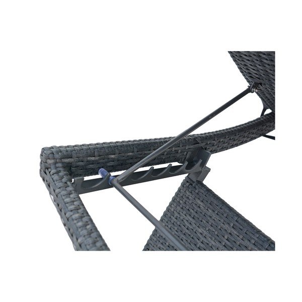 Lettino da giardino grigio scuro in rattan artificiale Charlotte - Rojaplast-image-4