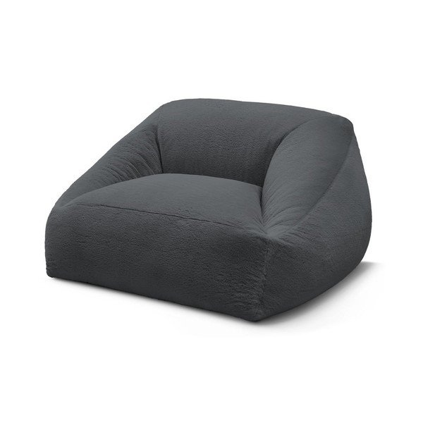 Puof a sacco grigio scuro con rivestimento in pelliccia sintetica Lilibet – Bobochic Paris