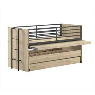 Letto da bambini a castello/estraibile di colore naturale con scrivania con rete inclusa 90x200 cm Sam – Vipack