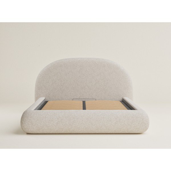 Letto matrimoniale imbottito color crema con contenitore con rete inclusa 140x200 cm Maumere – Maison de Rêve-image-2