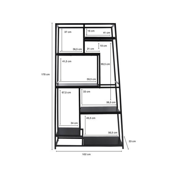 Libreria in metallo nero 102x178 cm Fushion - Leitmotiv-image-1