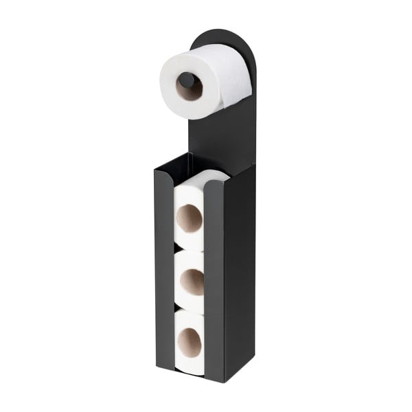 Porta carta igienica in acciaio nero autoportante Agira - Wenko-image-4