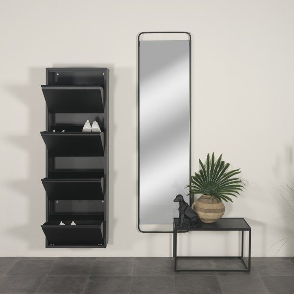 Scarpiera nera in metallo con ante ribaltabili 50x150x22 cm Billy – Spinder Design-image-1