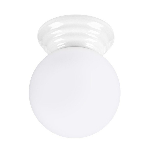 Plafoniera bianca in ceramica con paralume in vetro ø 12 cm Farsa – Sollux