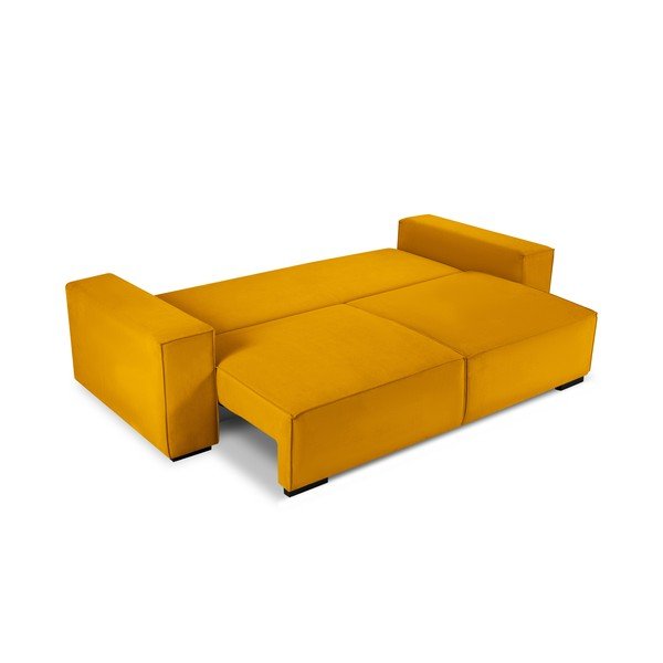 Divano letto in velluto a coste giallo Azalea - Mazzini Sofas-image-3