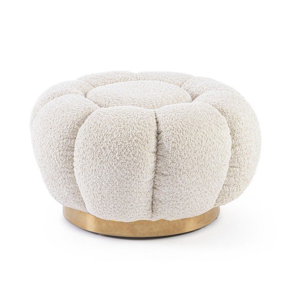 Poggiapiedi color crema con rivestimento in bouclé Florel – Bizzotto