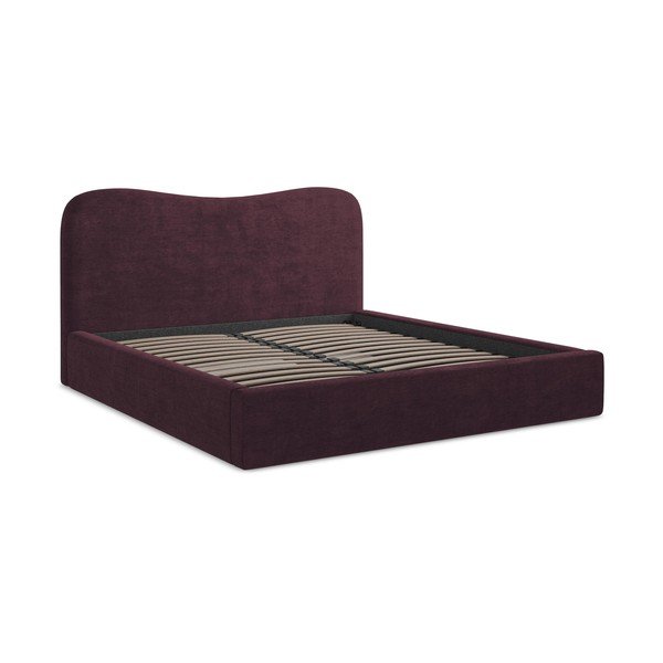 Letto matrimoniale imbottito viola scuro con contenitore con rete inclusa 160x200 cm Kahai – Makamii-image-2