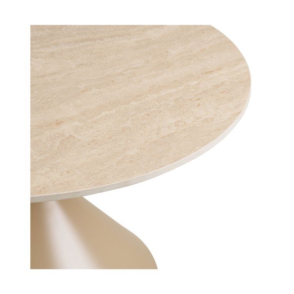 Tavolino da salotto rotondo beige con piano in ceramica ø 70 cm Annecy – House Nordic-image-4