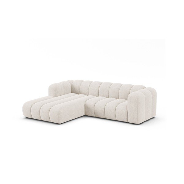 Divano angolare color crema (con penisola a sinistra/con chaise lounge) con rivestimento in ciniglia Lupine – Micadoni -image-1