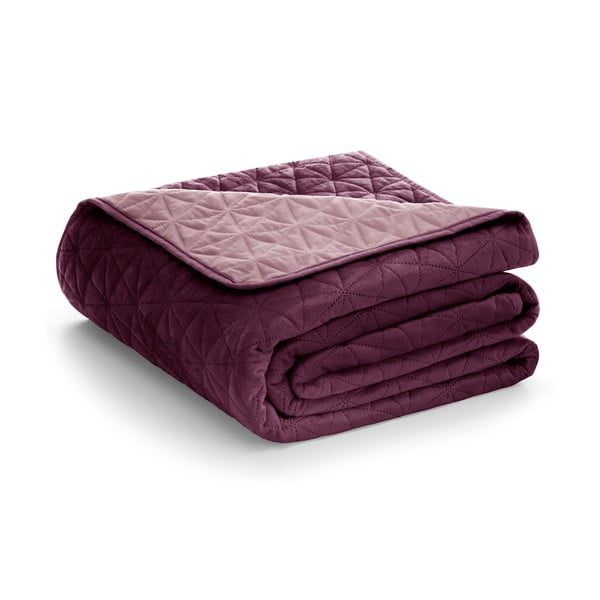 Copriletto trapuntato in velluto rosa scuro 170x210 cm Laila - AmeliaHome