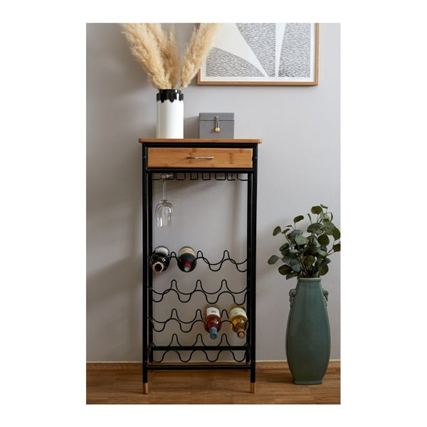 Portabottiglie nero-colore naturale in metallo per 16 bottiglie, 48x95 cm Loft – Wenko-image-2