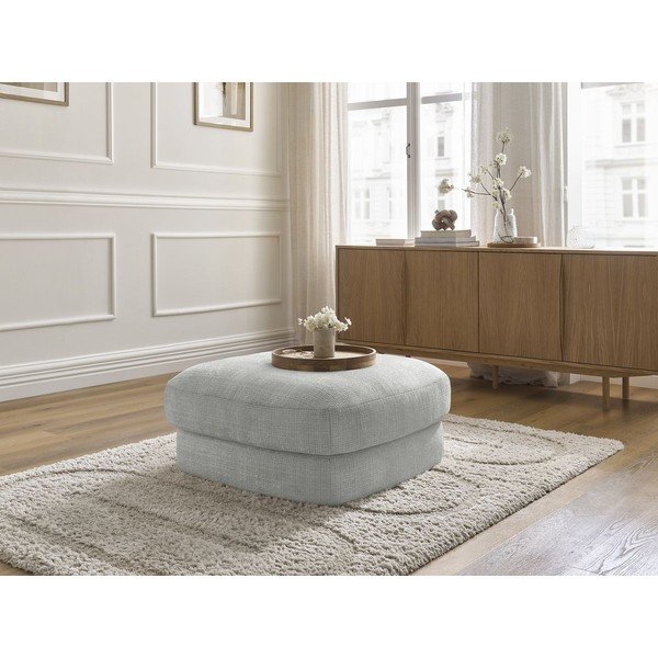 Poggiapiedi grigio chiaro con rivestimento in ciniglia Leonore – Bobochic Paris-image-4