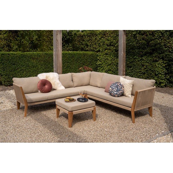 Set salotto da giardino per 4 persone in colore beige-naturale San Remo - Exotan-image-1