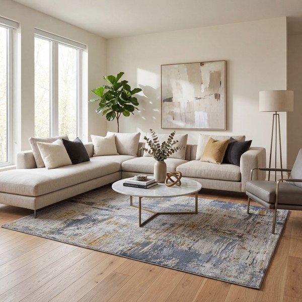 Tappeto blu/beige 77x150 cm Springs – Universal-image-1