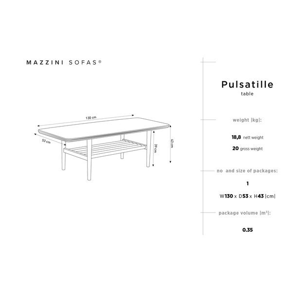 Tavolino in legno di pino Pulsatille - Mazzini Sofas-image-2