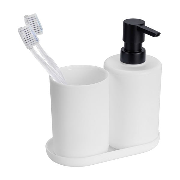 Set di accessori per il bagno bianco opaco in plastica Fano – Allstar