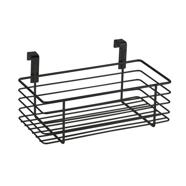 Cestino nero in metallo da appendere alla porta della cucina Slim, 24 x 15 cm - Wenko