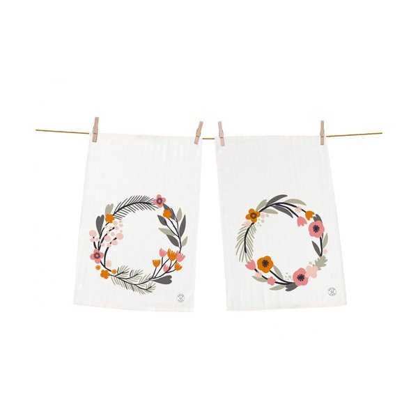 Set di 2 strofinacci in cotone, 70 x 50 cm Floral Wreath - Butter Kings