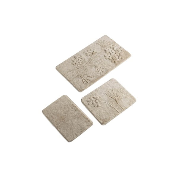 Set di 3 tappetini da bagno beige Orkide - Foutastic