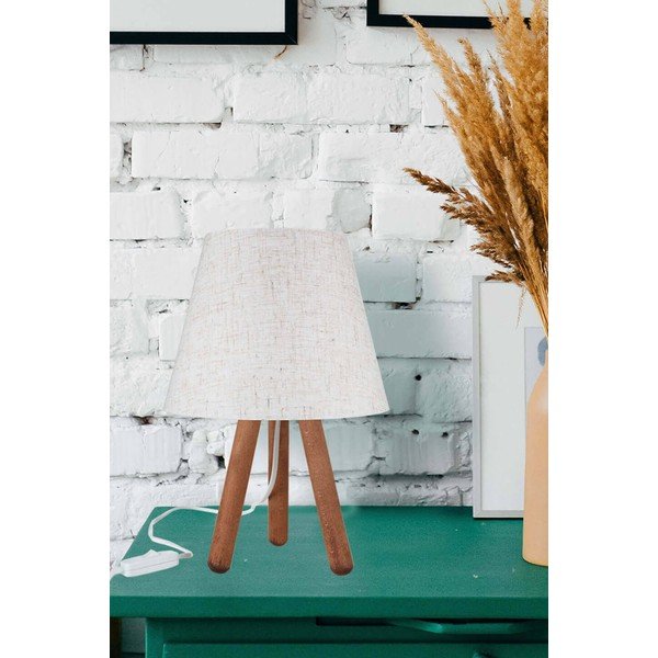 Lampada da tavolo con paralume in tessuto bianco e naturale (altezza 33,5 cm) - Squid Lighting-image-1