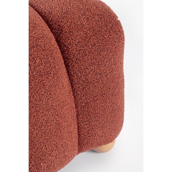 Panchina color terracotta in imbottito con rivestimento in bouclé Zora – Bizzotto-image-3