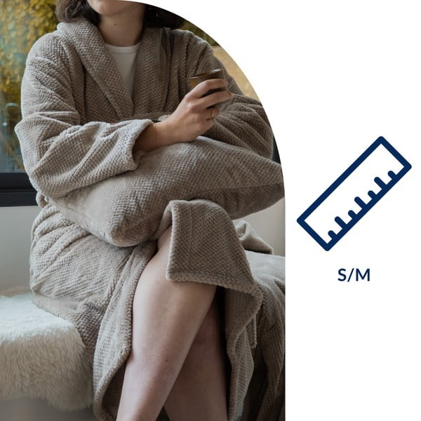 Accappatoio grigio tortora in micropile S/M Pippa – Tiseco Home Studio-image-4