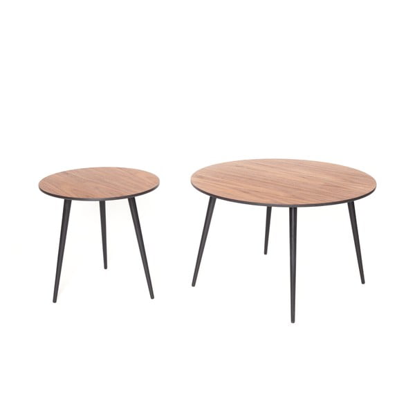 Set di 2 tavolini con gambe nere Pawi Round - Ragaba