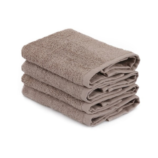Set di 4 asciugamani in cotone marrone Alinda, 30 x 30 cm - Unknown