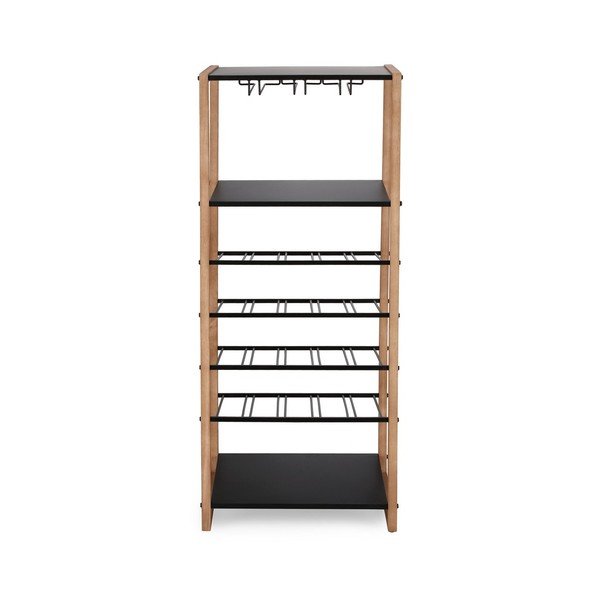 Cantinetta nera/di colore naturale in metallo numero di bottiglie 20, 50x122x35 cm Isaac – Yes Everyday-image-3