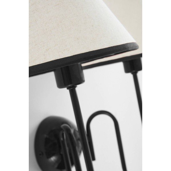Lampada da parete nera/beige in lino con alimentazione a corrente Juliet – Jotex-image-4