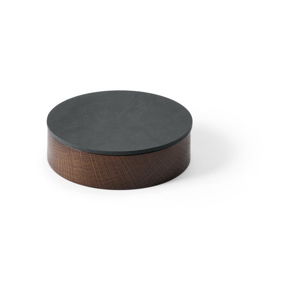 Scatola decorativa con coperchio color antracite/marrone in legno ed eco pelle ø 11x3,5 cm Circle Nupo – LIND DNA