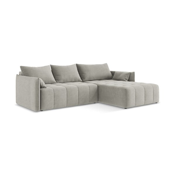 Divano angolare grigio chiaro allungabile/con contenitore (con penisola a destra/con chaise lounge) Moku – Makamii-image-1