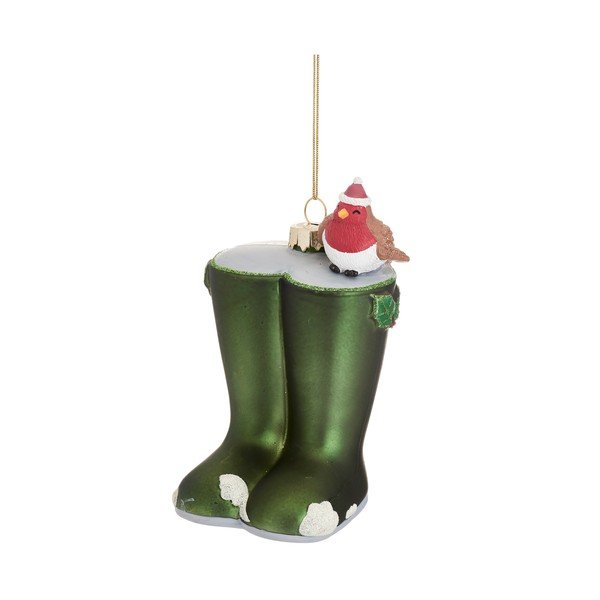 Decorazione per albero di natale in vetro fatta a mano 12 cm Christmas Wellies – Sass & Belle