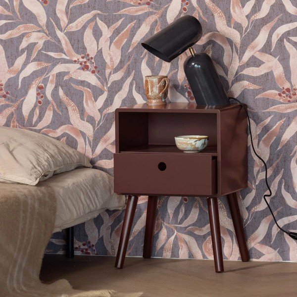 Comodino burgundy in MDF Ozzy – WOOOD-image-1