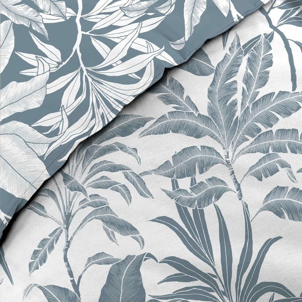 Set copripiumino e federa bianco/blu in cotone per letto matrimoniale ed esteso 240x220 cm Hera – douceur d'intérieur-image-2