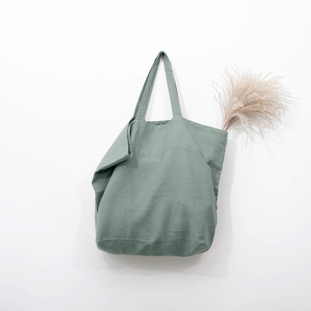 Borsa della spesa in lino verde Milieu - Linen Tales | Borse per la spesa