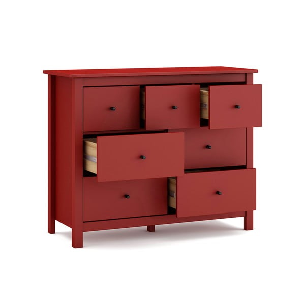 Cassettiera bassa rossa in legno di pino 110x80 cm Misti - Marckeric-image-3