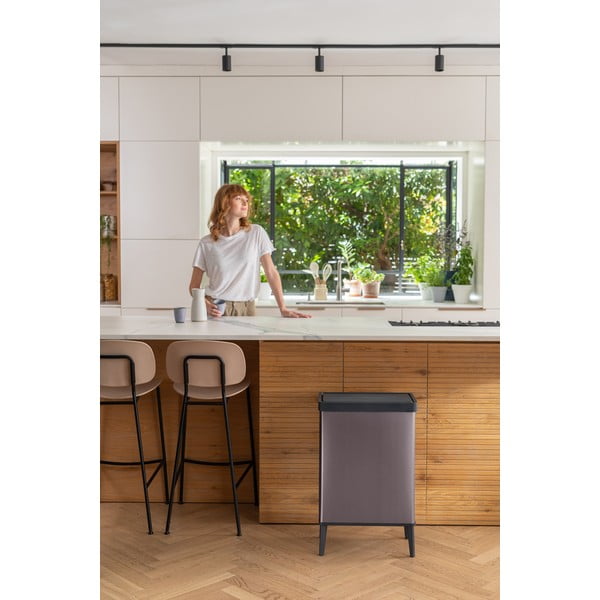 Cestino per la spazzatura rosa touch in plastica riciclata 54 l Verto High - Curver-image-3