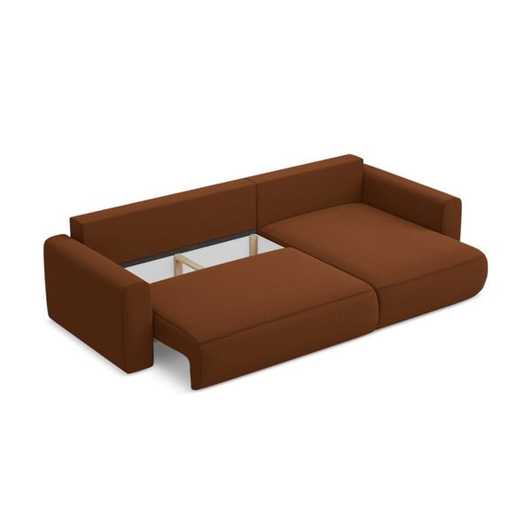 Divano angolare color terracotta allungabile/con contenitore (con penisola a destra/con chaise lounge) con rivestimento in velluto Kapua – Makamii-image-3