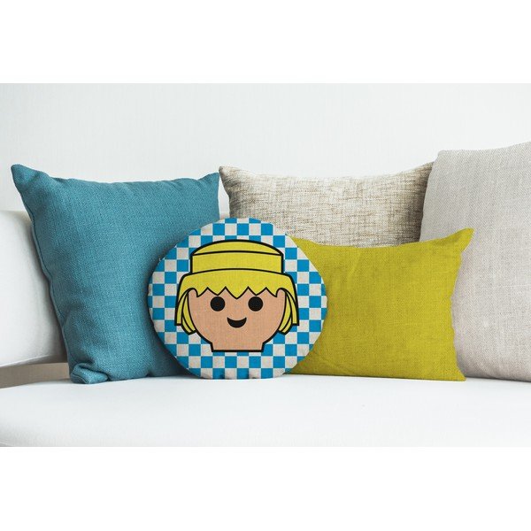 Cuscino da bambini in lino Checkerboard - Playmobil-image-2