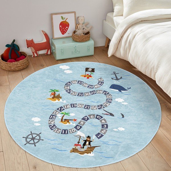 Tappeto azzurro per bambini ø 80 cm Comfort - Mila Home-image-4