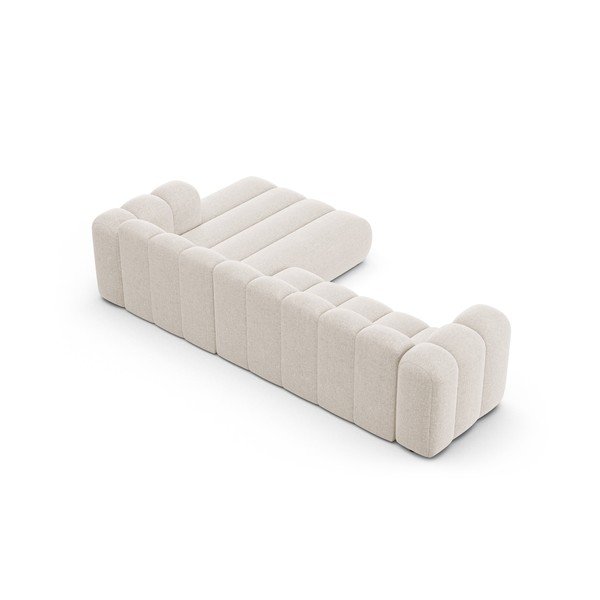 Divano angolare color crema (con penisola a destra/con chaise lounge) con rivestimento in ciniglia Lupine – Micadoni -image-3