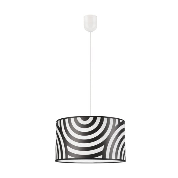 Lampada a sospensione bianca e nera con paralume in tessuto ø 35 cm Print - LAMKUR