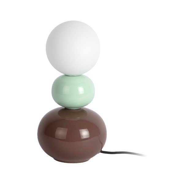 Lampada da tavolo color menta/marrone in ceramica (altezza totale 26 cm) Firenze Pellet – Leitmotiv