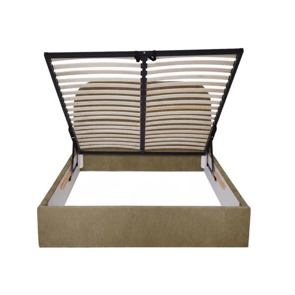 Letto matrimoniale imbottito verde con contenitore con rete inclusa 160x200 cm Sidney – Bobochic Paris-image-4