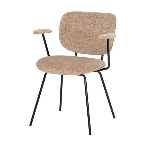 Sedie da pranzo in set beige imbottito con braccioli 2 pz Brint – WOOOD-image-1